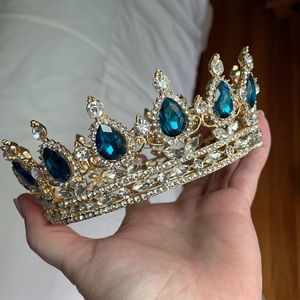 Queen crown in peacock blue and gold ::SALE::